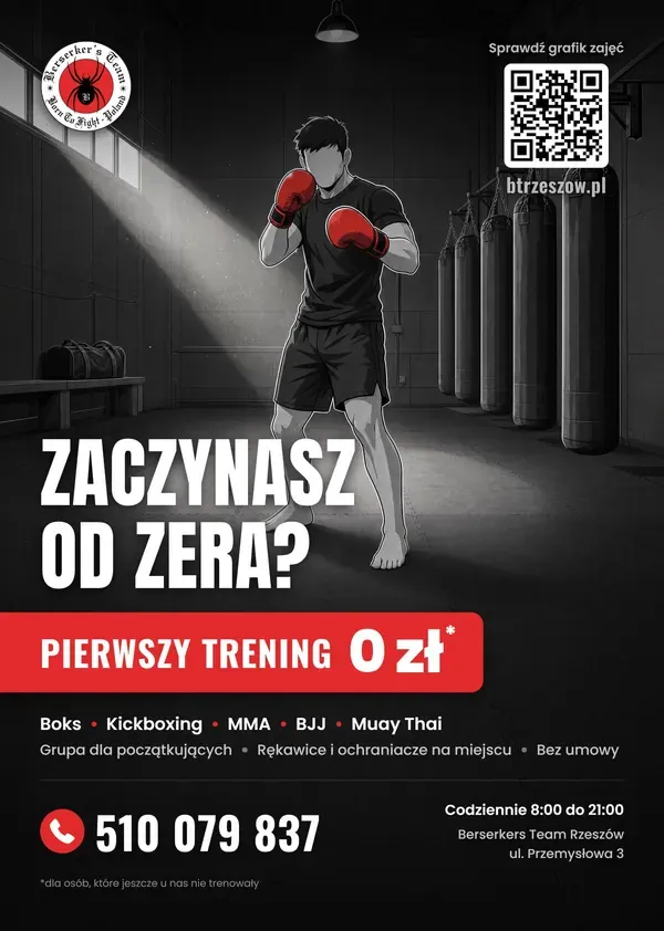 Wariant plakatu: bokser w gardzie pod lampą, ten sam układ tekstu.