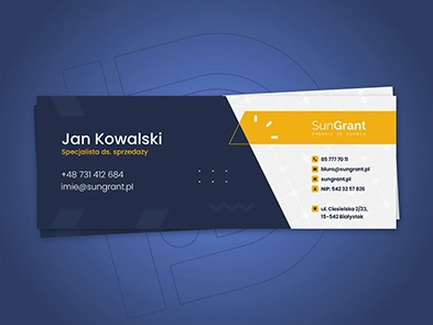 Projekt wizytówki dla firmy SunGrant - Energia ze Słońca